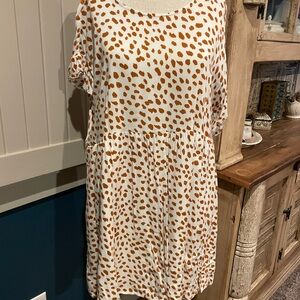 DAVI & DANI White and Brown Mini Dress